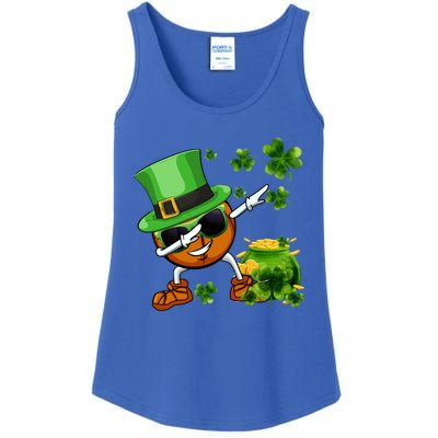 Funny Leprechaun Shamrock Dabbing Basketball St Patricks Day Gift Ladies Essential Tank