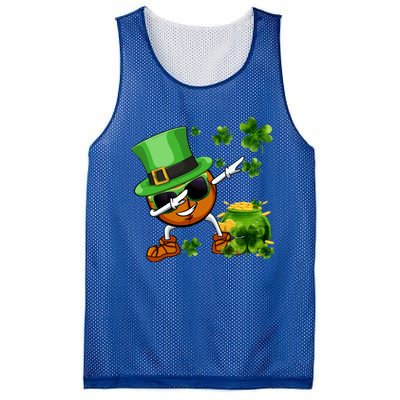 Funny Leprechaun Shamrock Dabbing Basketball St Patricks Day Gift Mesh Reversible Basketball Jersey Tank