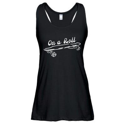 Funny Longboard Skateboarding Gift Vintage Skateboard Skater Ladies Essential Flowy Tank