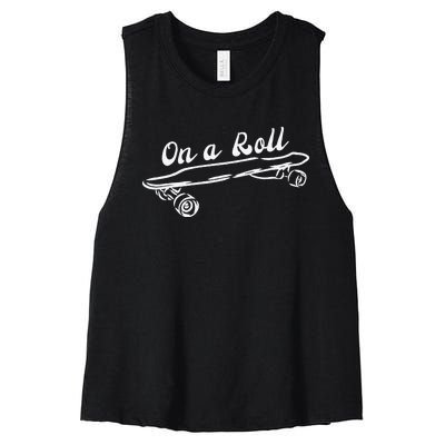 Funny Longboard Skateboarding Gift Vintage Skateboard Skater Women's Racerback Cropped Tank