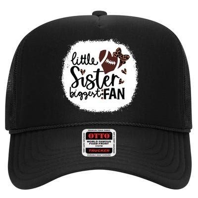 Football Little Sister Biggest Fan Shirts Football Sister High Crown Mesh Back Trucker Hat