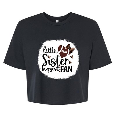 Football Little Sister Biggest Fan Shirts Football Sister Bella+Canvas Jersey Crop Tee