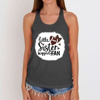 Football Little Sister Biggest Fan Shirts Football Sister Women's Knotted Racerback Tank