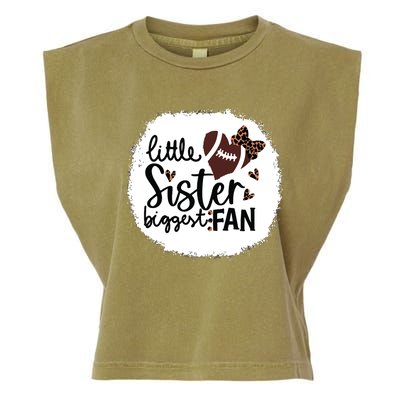 Football Little Sister Biggest Fan Shirts Football Sister Garment-Dyed Women's Muscle Tee