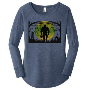 Funny Lonely Sasquatch Bigfoot Halloween Gift Women's Perfect Tri Tunic Long Sleeve Shirt