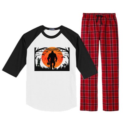 Funny Lonely Sasquatch Bigfoot Halloween Raglan Sleeve Pajama Set