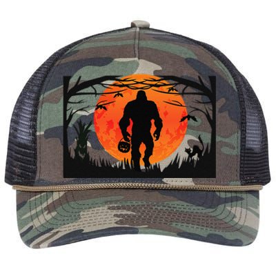 Funny Lonely Sasquatch Bigfoot Halloween Retro Rope Trucker Hat Cap