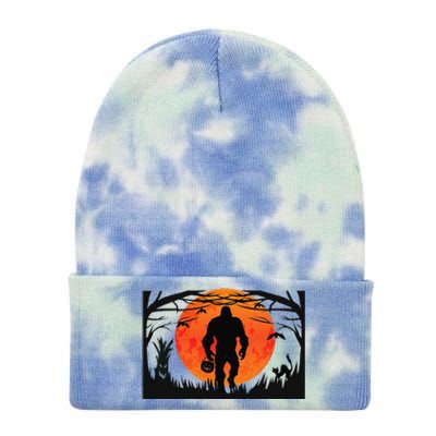 Funny Lonely Sasquatch Bigfoot Halloween Tie Dye 12in Knit Beanie