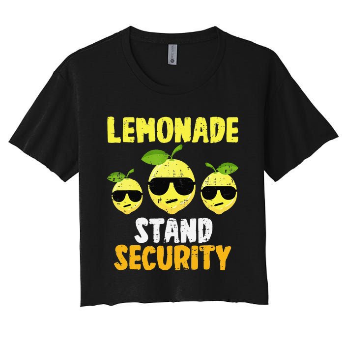 Funny Lemonade Stand Security Lemon Juice Sunglasses Women's Crop Top Tee