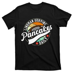 Football Lineman Serving Pancakes Daily Football Team T-Shirt