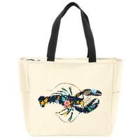 Floral Lobster Silhouette Graphic Zip Tote Bag
