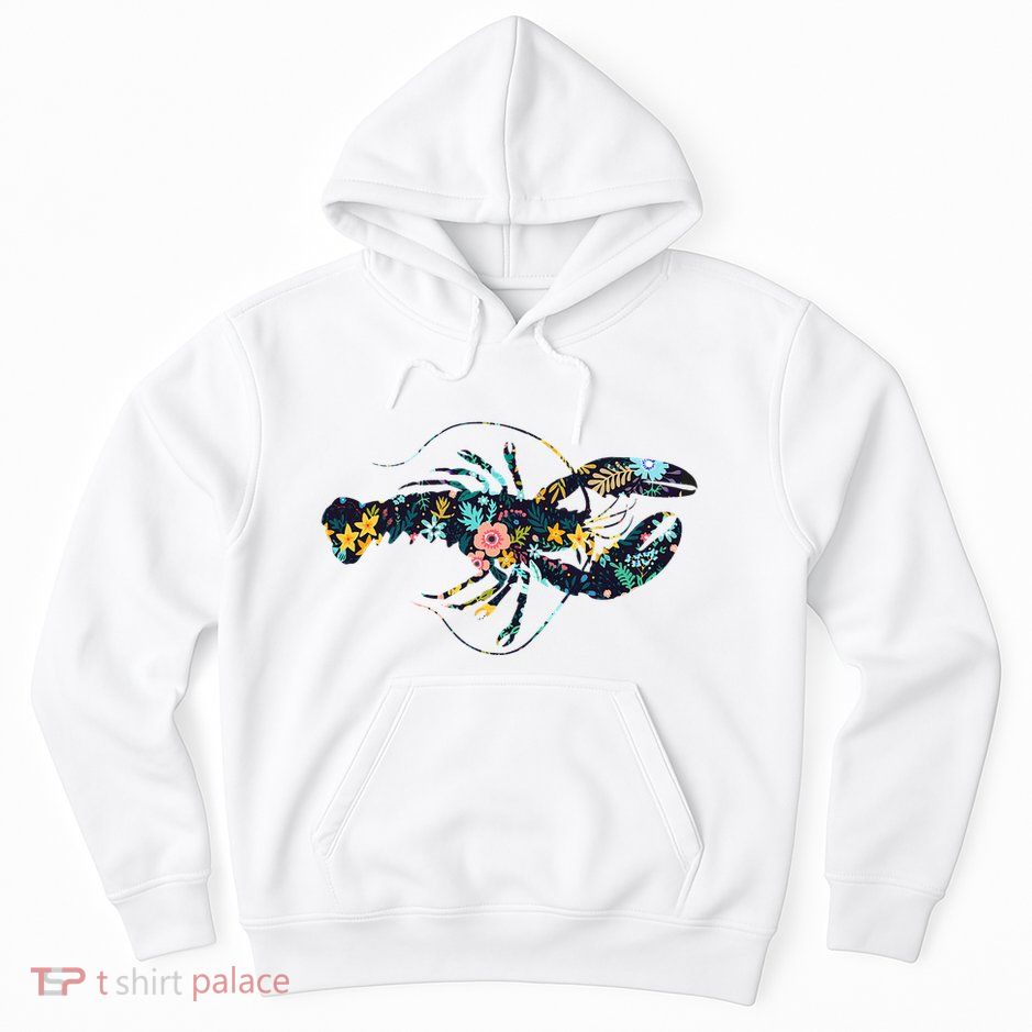 Floral Lobster Silhouette Graphic Hoodie