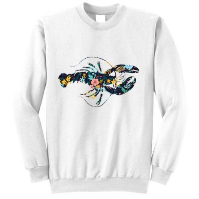 Floral Lobster Silhouette Graphic Sweatshirt