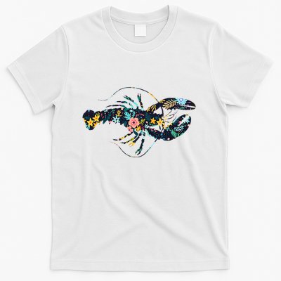 Floral Lobster Silhouette Graphic T-Shirt