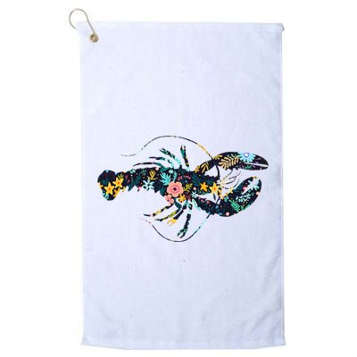 Floral Lobster Silhouette Graphic Golf Towel