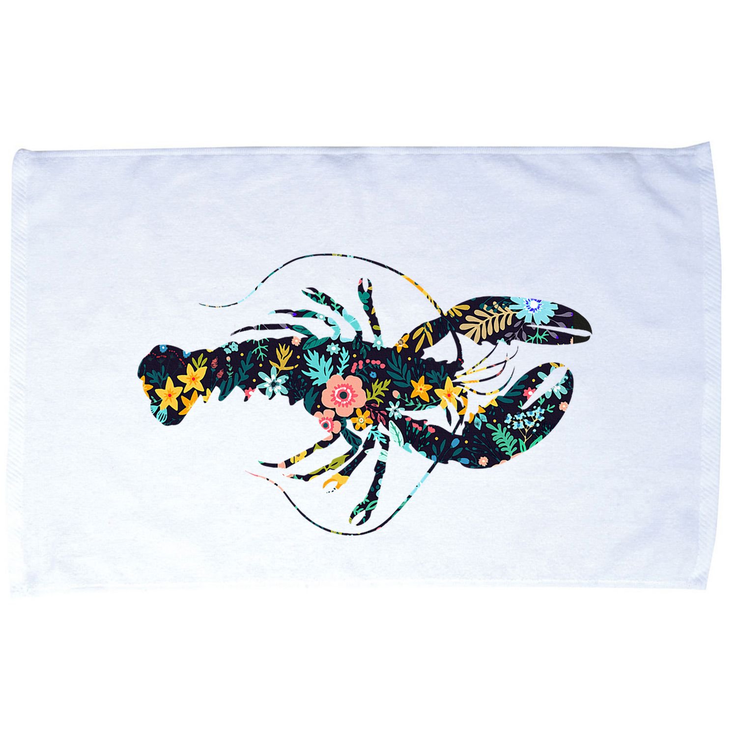 Floral Lobster Silhouette Graphic Microfiber Hand Towel