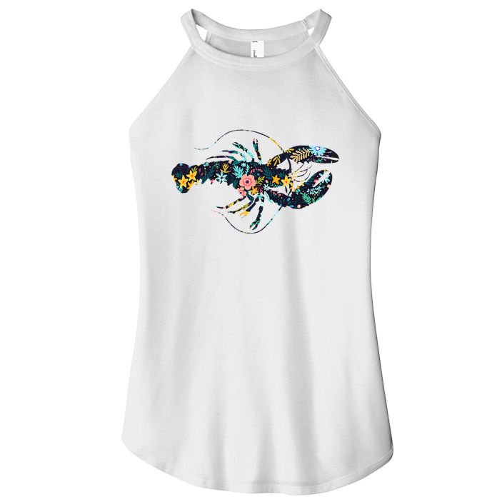 Floral Lobster Silhouette Graphic Women's Perfect Tri Rocker Tank