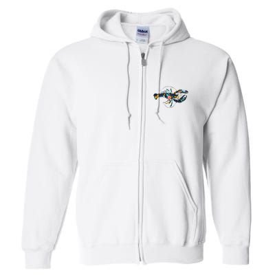 Floral Lobster Silhouette Graphic Full Zip Hoodie