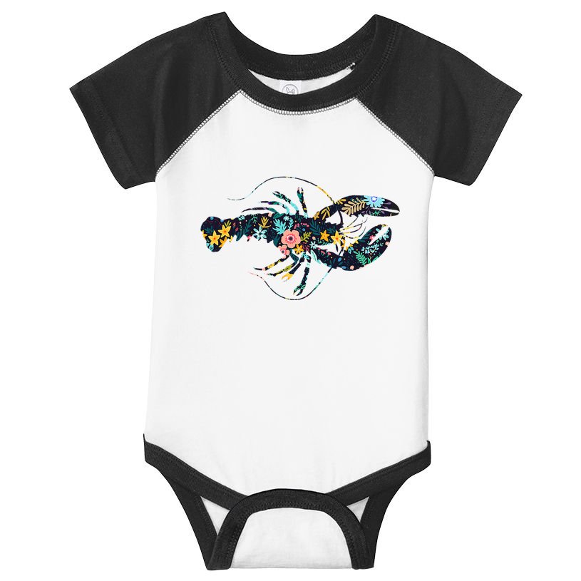 Floral Lobster Silhouette Graphic Infant Baby Jersey Bodysuit