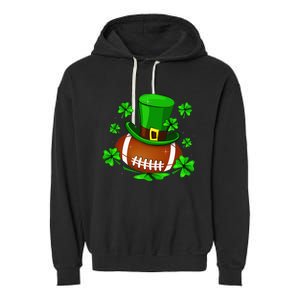 Football Leprechaun Shamrock Irish St Patricks Day Garment-Dyed Fleece Hoodie