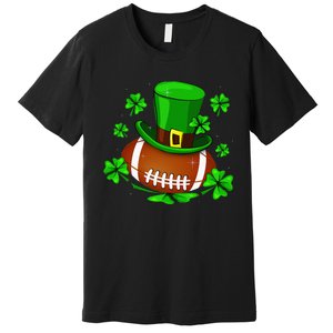 Football Leprechaun Shamrock Irish St Patricks Day Premium T-Shirt