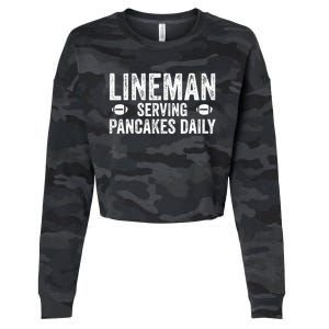 Football Lineman Serving Pancakes Daily Cropped Pullover Crew