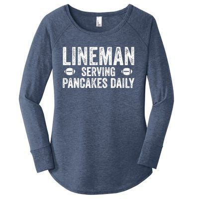 Football Lineman Serving Pancakes Daily Women's Perfect Tri Tunic Long Sleeve Shirt