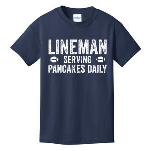 Football Lineman Serving Pancakes Daily Kids T-Shirt