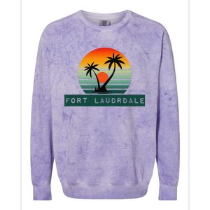 Fort Lauderdale Sunset Palm Trees Beach Colorblast Crewneck Sweatshirt