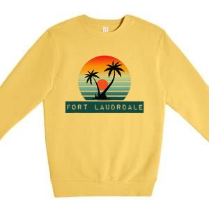 Fort Lauderdale Sunset Palm Trees Beach Premium Crewneck Sweatshirt