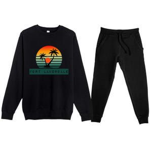 Fort Lauderdale Sunset Palm Trees Beach Premium Crewneck Sweatsuit Set