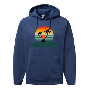 Fort Lauderdale Sunset Palm Trees Beach Performance Fleece Hoodie