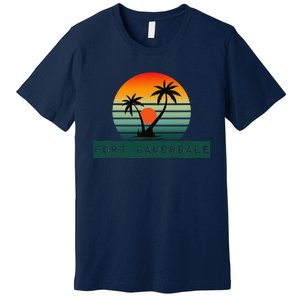 Fort Lauderdale Sunset Palm Trees Beach Premium T-Shirt