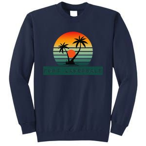 Fort Lauderdale Sunset Palm Trees Beach Tall Sweatshirt