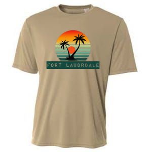 Fort Lauderdale Sunset Palm Trees Beach Cooling Performance Crew T-Shirt