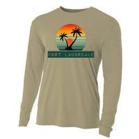 Fort Lauderdale Sunset Palm Trees Beach Cooling Performance Long Sleeve Crew