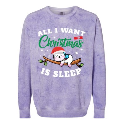 Funny Lazy Sloth All I Want For Christmas Is Sleep Funny Gift Colorblast Crewneck Sweatshirt