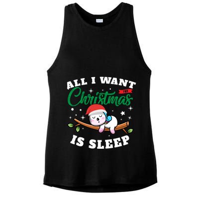 Funny Lazy Sloth All I Want For Christmas Is Sleep Funny Gift Ladies PosiCharge Tri-Blend Wicking Tank