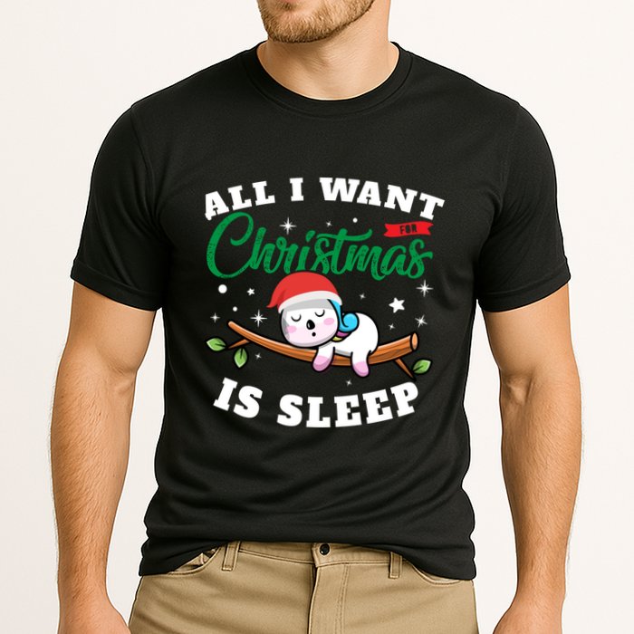 Funny Lazy Sloth All I Want For Christmas Is Sleep Funny Gift Performance Shirt