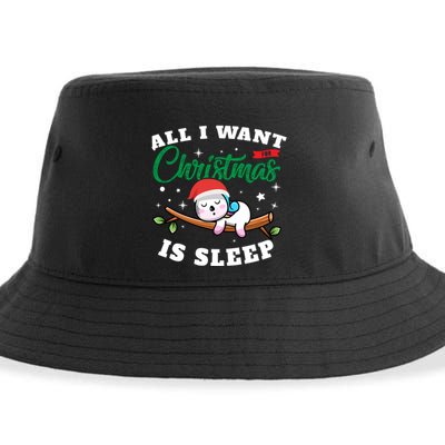 Funny Lazy Sloth All I Want For Christmas Is Sleep Funny Gift Sustainable Bucket Hat