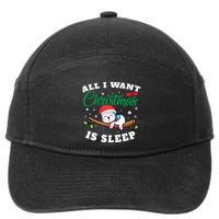 Funny Lazy Sloth All I Want For Christmas Is Sleep Funny Gift 7-Panel Snapback Hat