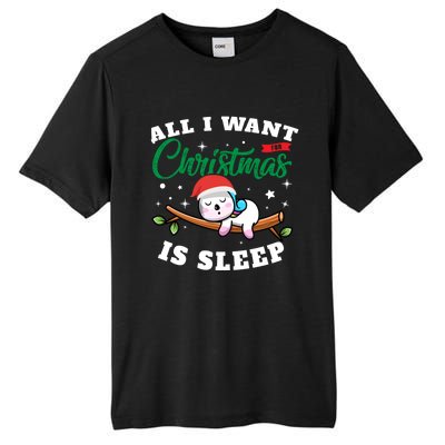 Funny Lazy Sloth All I Want For Christmas Is Sleep Funny Gift Tall Fusion ChromaSoft Performance T-Shirt