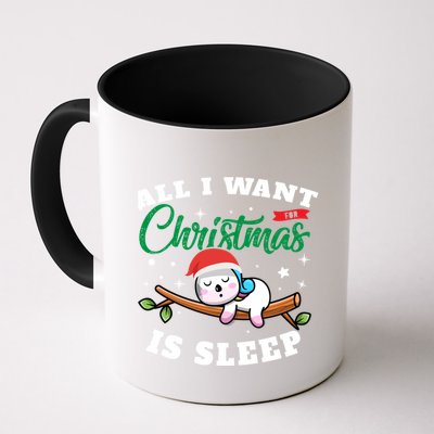 Funny Lazy Sloth All I Want For Christmas Is Sleep Funny Gift Mug