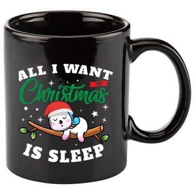 Funny Lazy Sloth All I Want For Christmas Is Sleep Funny Gift 11oz C Handle Ceramic Mug