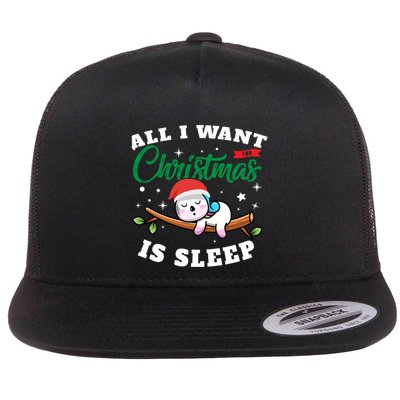Funny Lazy Sloth All I Want For Christmas Is Sleep Funny Gift Flatbill Hat
