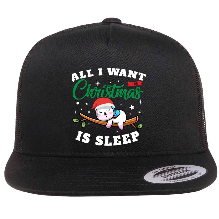 Funny Lazy Sloth All I Want For Christmas Is Sleep Funny Gift Flatbill Hat