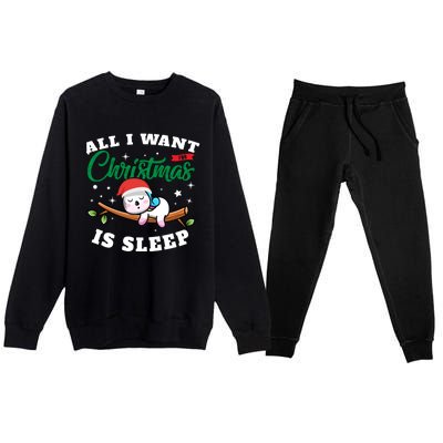 Funny Lazy Sloth All I Want For Christmas Is Sleep Funny Gift Premium Crewneck Sweatsuit Set