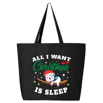 Funny Lazy Sloth All I Want For Christmas Is Sleep Funny Gift 25L Jumbo Tote