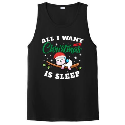 Funny Lazy Sloth All I Want For Christmas Is Sleep Funny Gift PosiCharge Competitor Tank