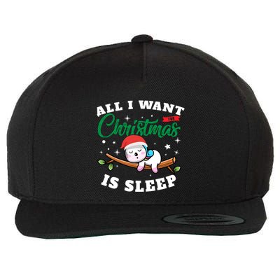 Funny Lazy Sloth All I Want For Christmas Is Sleep Funny Gift Wool Snapback Cap